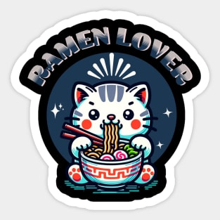 Cute Cat Eating Ramen Sticker